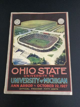 1927 Michigan Ohio State College Football Game Program Wolverines Osu Buckeyes