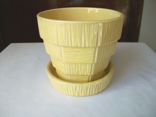 Vintage Mccoy Pottery Planter With Saucer Yellow 4 "