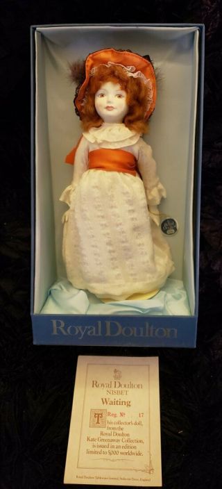 Vintage England Royal Doulton Nisbet " Waiting " Kate Greenway Doll Le Number 17