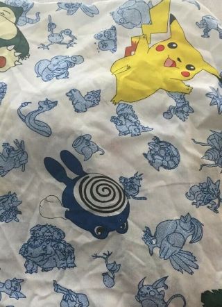 Vintage 1995 Pokemon Characters Twin Size Fitted Sheet Nintendo Euc