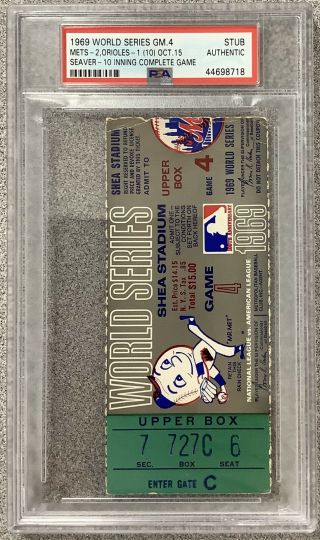 1969 World Series Game 4 Ticket Stub Tom Seaver 10 Inn Complete Game Mets Psa