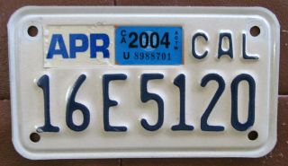 California 2004 Motorcycle License Plate Quality 16e5120