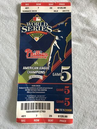 Philadelphia Phillies 2008 World Series Ticket Stub Game 5