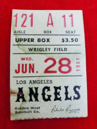 Mickey Mantle Career Home Run Hr 344 Ticket Stub 6/28/61 Yankees Angels Wrigley