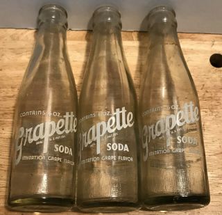 3 Vintage Grapette Soda Bottles Camden Arkansas 6 Oz 1939