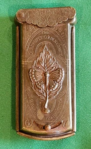 Antique Gilt Metal Needle Case W Avery Redditch Quadruple Golden Casket