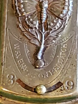Antique Gilt Metal Needle Case W Avery Redditch Quadruple Golden Casket 3