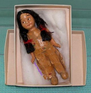 Vntg Small Very Old 5” Little Boy Indian Doll Very Fragile Hand Made Bisque Body