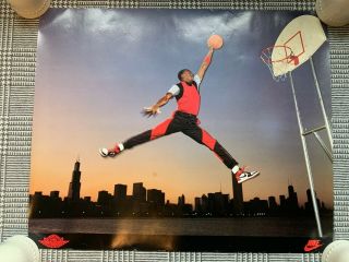 Vintage Michael Jordan Air Jordan Jumpman Logo Poster 1985 Nike 23.  5” X 28.  75”