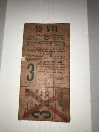 1920 World Series Game 3 Ticket Stub 2