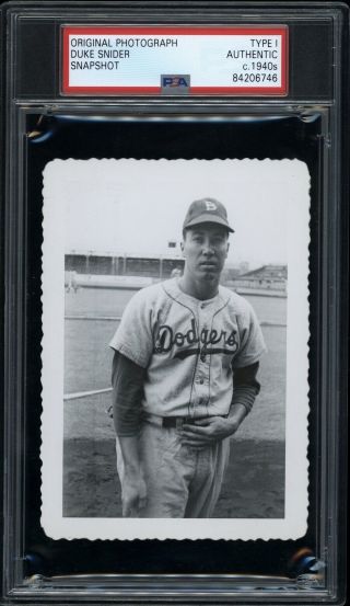 Duke Snider 1948 Brooklyn Dodgers Type 1 Photo Psa/dna