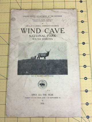 Vintage Travel Brochure Wind Cave National Park South Dakota 1931