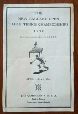 England Open Table Tennis Championships Program 1939 Sol Schiff Mae Clouther