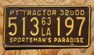 1963 Louisiana Tractor License Plate -