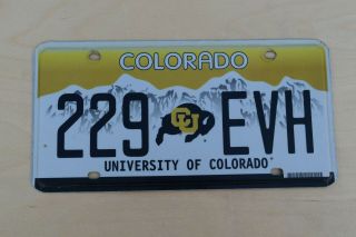 University Of Colorado Buffaloes; Colorado License Plate; 229 Evh; College