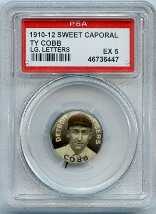 1910 - 12 Sweet Caporal Pins P2 Ty Cobb Ll Hof Detroit Tigers Psa 5 Ex