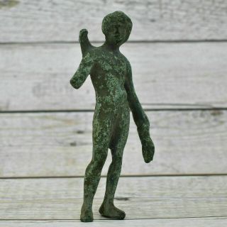 Antique Greek Roman God Apollo Bronze Statuette Statue Figurine Formed Patina