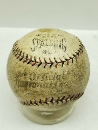 1925 Spalding Official National League Baseball Red Black Stitch Signed E Town