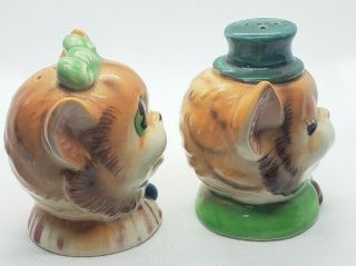 Vintage Anthropomorphic Cat Heads Salt And Pepper Shakers Cute In Love 2