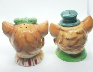 Vintage Anthropomorphic Cat Heads Salt And Pepper Shakers Cute In Love 3