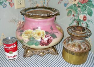 Pretty C.  1900 Victorian Parlor Gwtw Banquet Lamp Base,  Good Consolidated Font