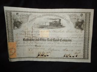 1868 Resolute Fire Insurance Co.  Of Baltimore B&o Railroad Stock Certificate Nr