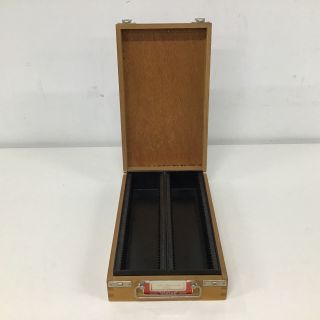 Vtg Wooden Projector Slide Storage Box For 100 Slides 454