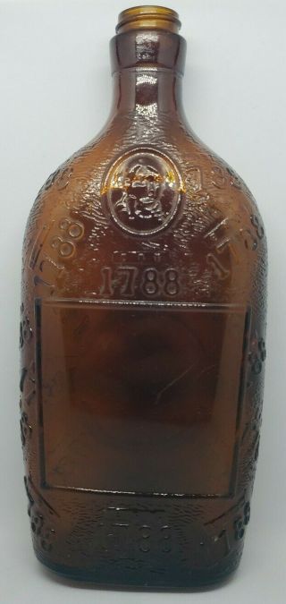 Vintage Dark Amber Brown Embossed 1788 Medicinal Bottle,  Home Decor 9 " X4 " X2 "