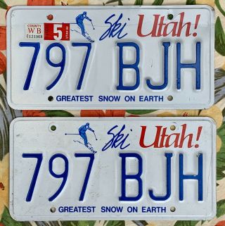 Vintage Pair 1988 88 Ski Utah Ut License Plates Greatest Snow On Earth 797 Bjh