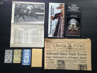 Rare 1978 Triple Crown Winner Affirmed All 3 Tote Tickets Belmont Derby Program