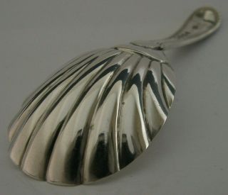 Victorian English Sterling Silver Tea Caddy Spoon 1868 George Adams Bead Pattern