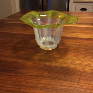 Antique Vaseline Glass Shade Uranium Swirl 2 1/4” Light Lamp Pendant
