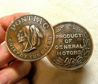 Pontiac Chief Of The Sixes Radiator Badge Emblem 1926 - 27 Bronze Finish
