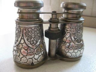 Antique Pair Late Victorian Silver Mounted Binoculars