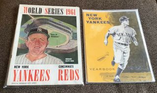 1961 World Series Program Nm & 1965 Yankees Yearbook Unscored Nm Memorylen
