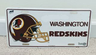 Vintage Old Stock Embossed Metal License Plate Washington Redskins In Shrink