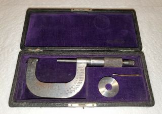 Vintage Brown & Sharpe 1 - 2 " Outside Micrometer Machinist Tool In Case
