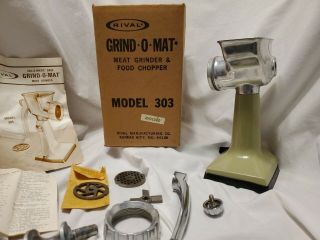 Vintage Rival Grind - O - Mat Meat Grinder Food Chopper Model 303 Green 3