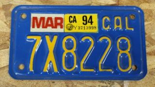 California Blue Motorcycle License Plate