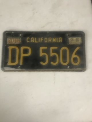 1963 California Black/gold License Plate Dp 5506