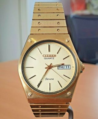 Vintage Citizen Seven Gold Plated 2 Jewel Quartz Watch Cal 1400a