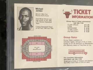 MICHAEL JORDAN 1984 - 85 Chicago Bulls Pocket Schedule Rookie BGS 9 2