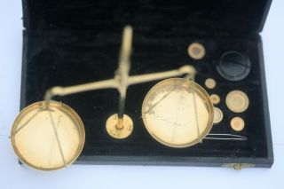 Antique French Brass Apothecary Chemist Scales & Weights
