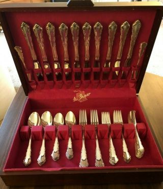 66 Pc Reed & Barton Dresden Rose Service For 10 Silverplate Flatware With Case