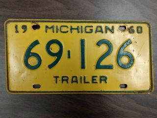 1960 Michigan Trailer License Plate Tag For Airstream Or Motor Home