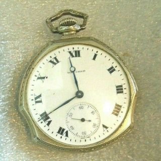 Antique Waltham Pocket Watch 14k White Gold Filled Wadsworth Case