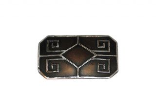 Great Design Antique Heintz Arts & Crafts Sterling & Bronze Greek Key Brooch