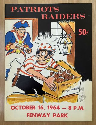 Vintage 1964 Afl Nfl Oakland Raiders @ Boston Patriots Football Program