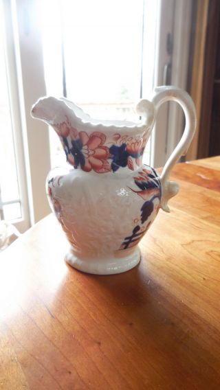 Antique Gaudy Welsh Jug J &.  R.  Riley " Flower And Fence "