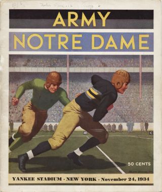 1934 Notre Dame Fighting Irish Vs.  Army Mules Football Program